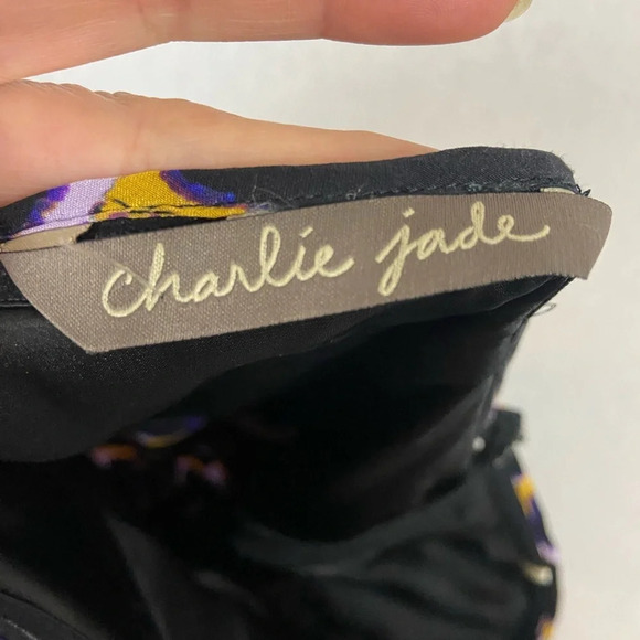 Charlie Jade 100% silk strapless party cocktail dress  Sz XS - Picture 5 of 9